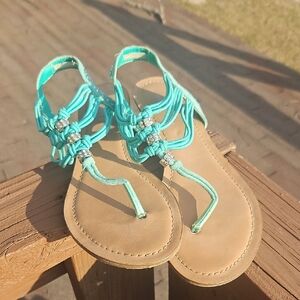 Madden Girl Turquoise and Tan Sandals